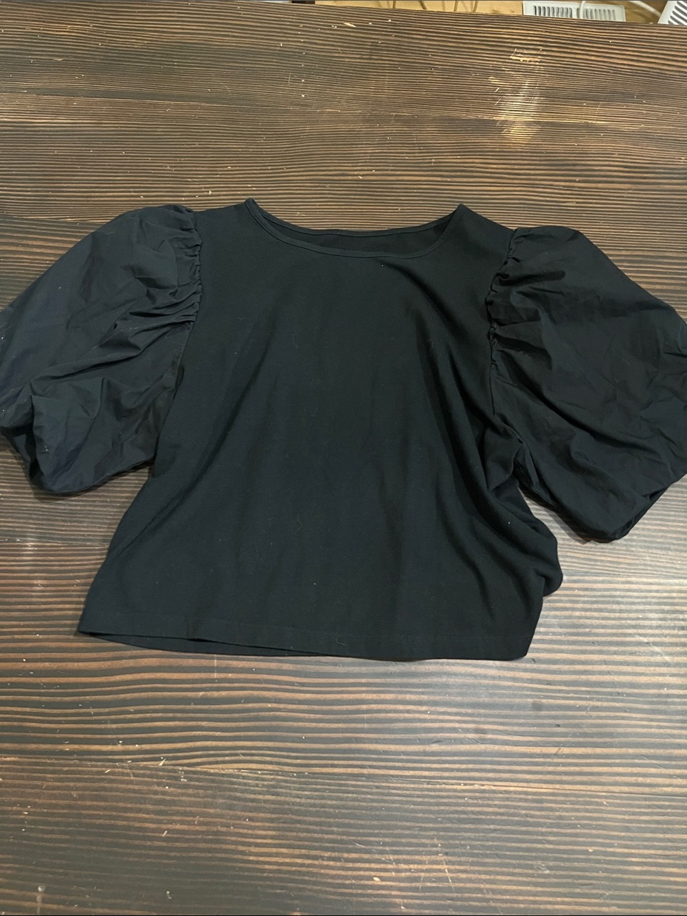 a new day Black Puff-Sleeve Crop Top